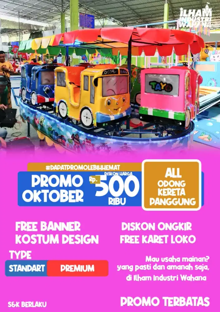 Promo odong odong kereta panggung full lampu hias free audio & banner