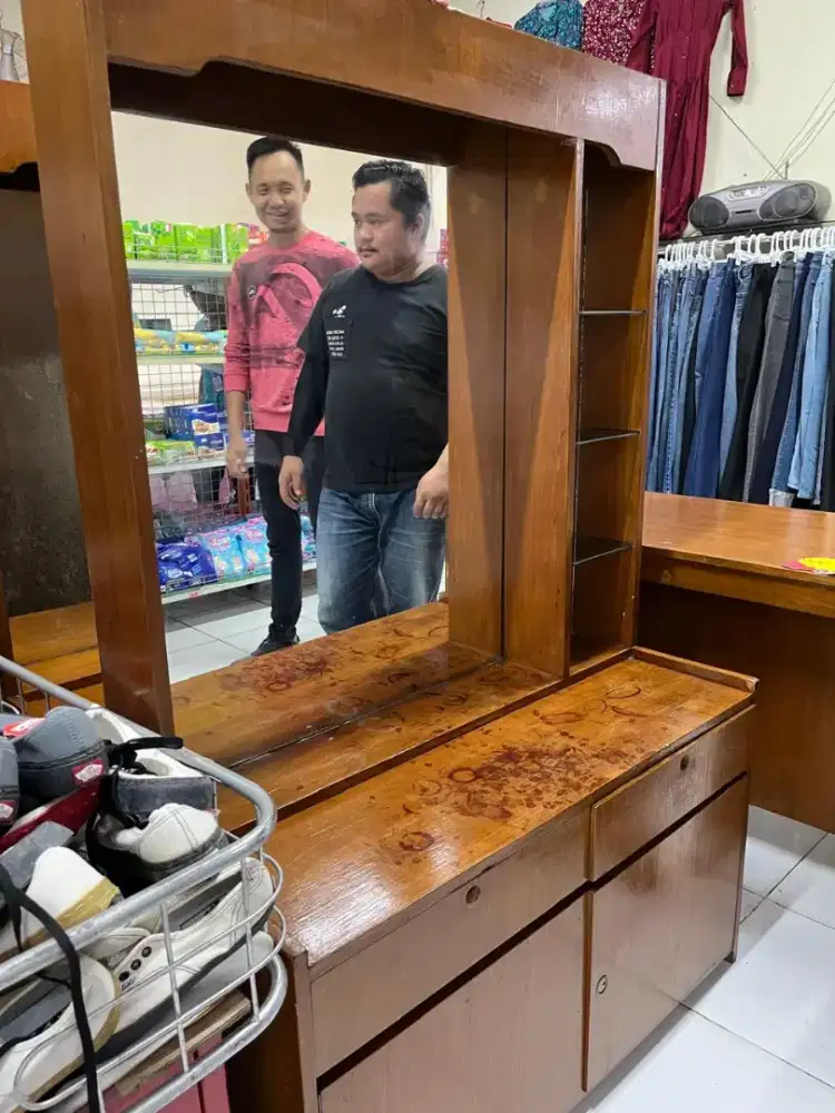 Meja Rias Kayu Jati Warna Coklat