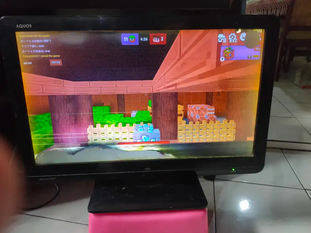 Tv LCD Sharp LC22 LE520M-BK minus layar power nyala