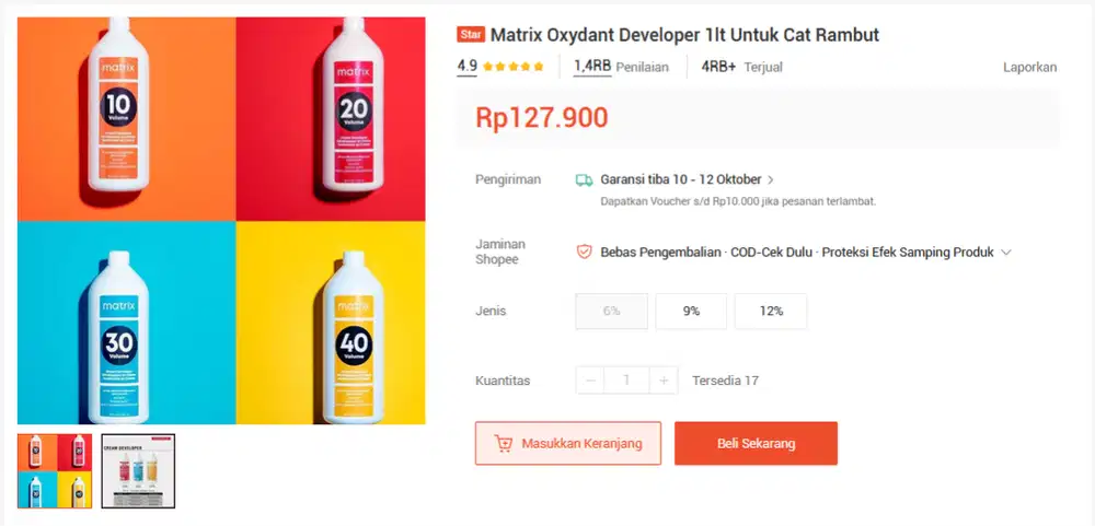 Matrix Oxydant Developer 1lt Untuk Cat Rambut