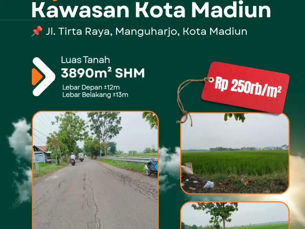 Tanah Sawah Dekat PPI, Kawasan Kota Madiun