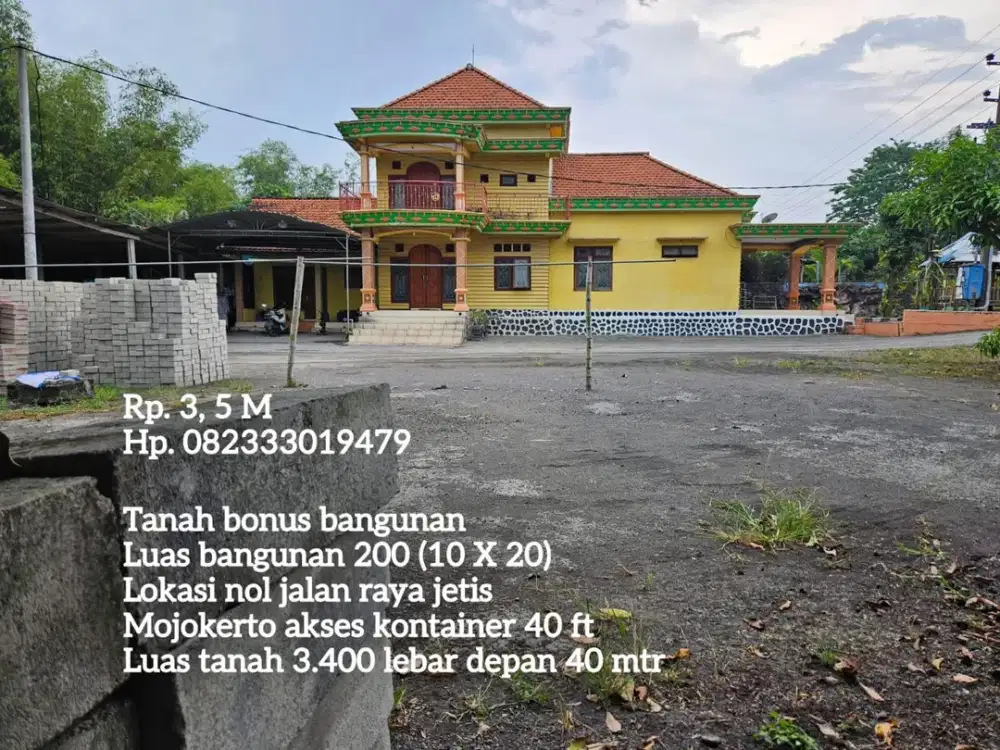 Dijual Tanah di Mojokerto Strategis Bonus Rumah