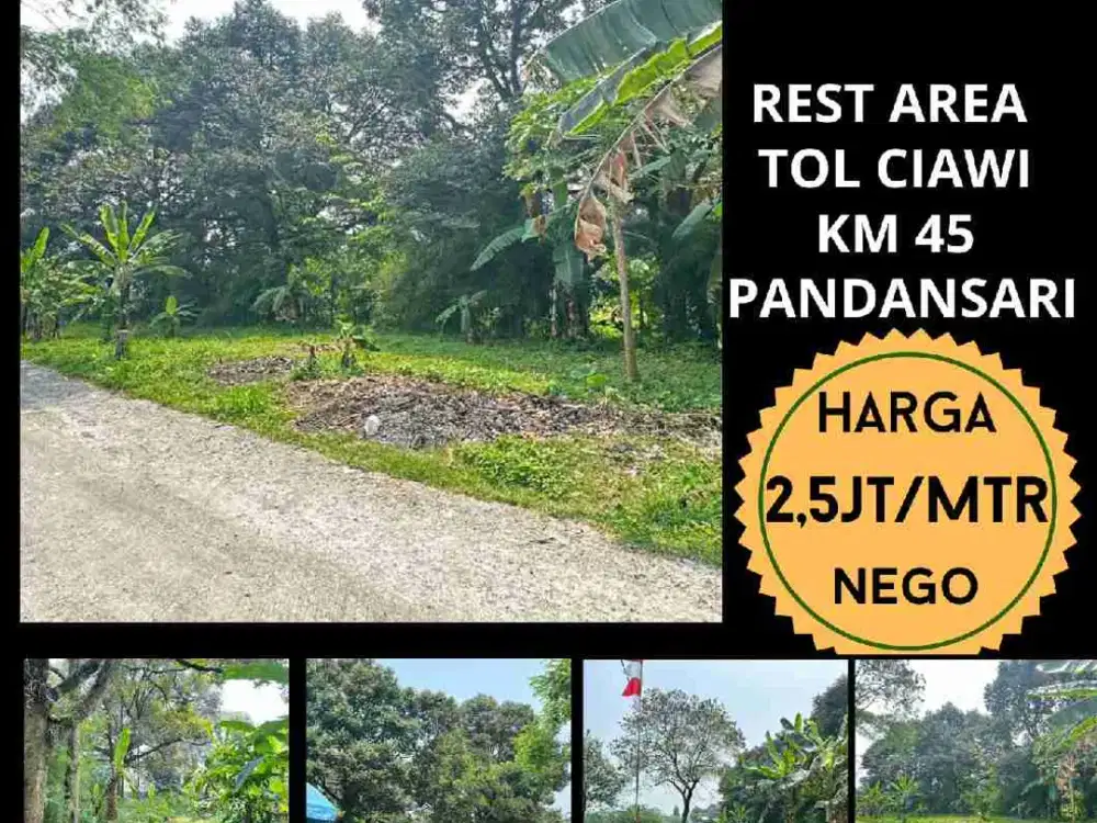 Dijual cepat tanah datar siap bangun di Rest Area Tol Ciawi Pandansari