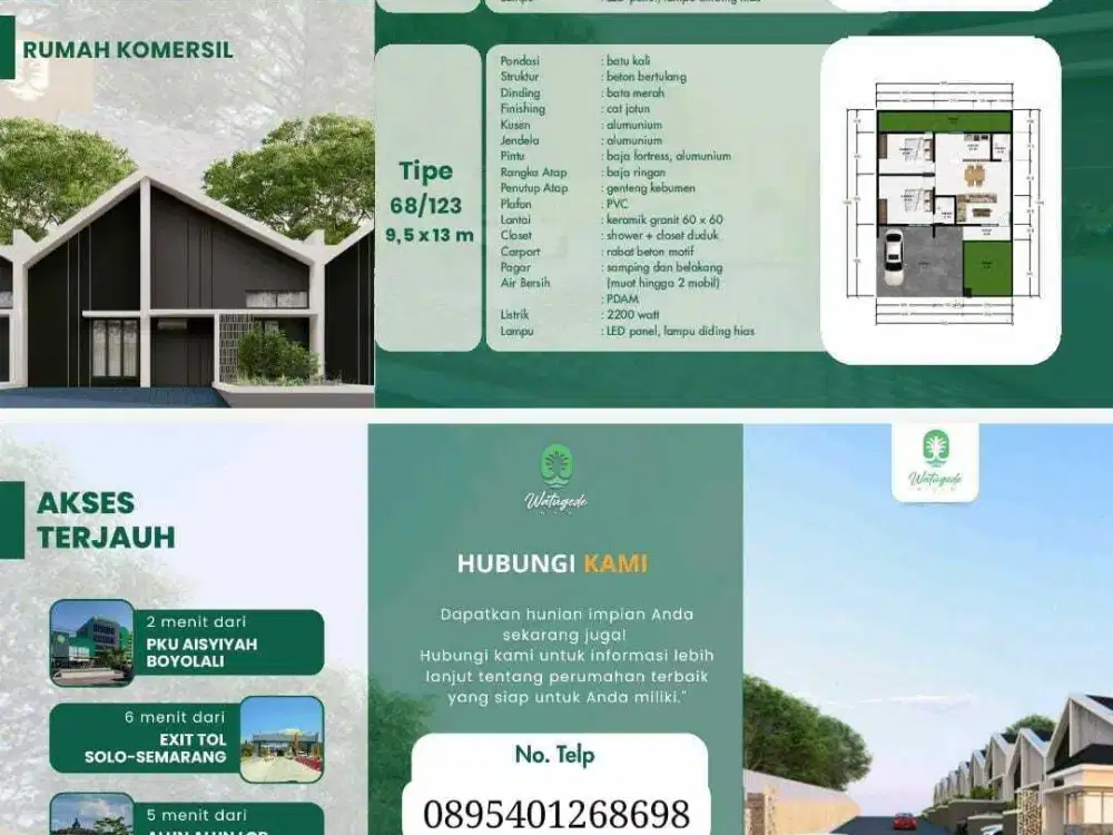 dijual rumah subsidi lokasi dekat RS dan Exit Tol boyolali