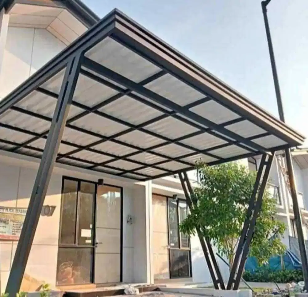 Kanopi atap alderon rangka besi