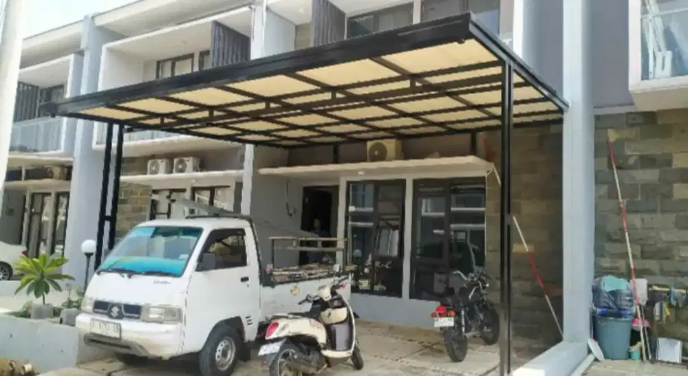 Kanopi atap alderon rangka besi