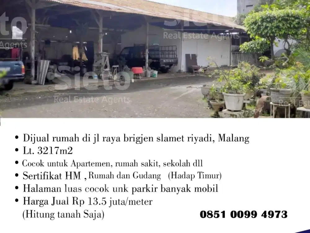 PROMO  Dijual Rumah di Jl. Raya Brigjen Slamet Riyadi, Malang