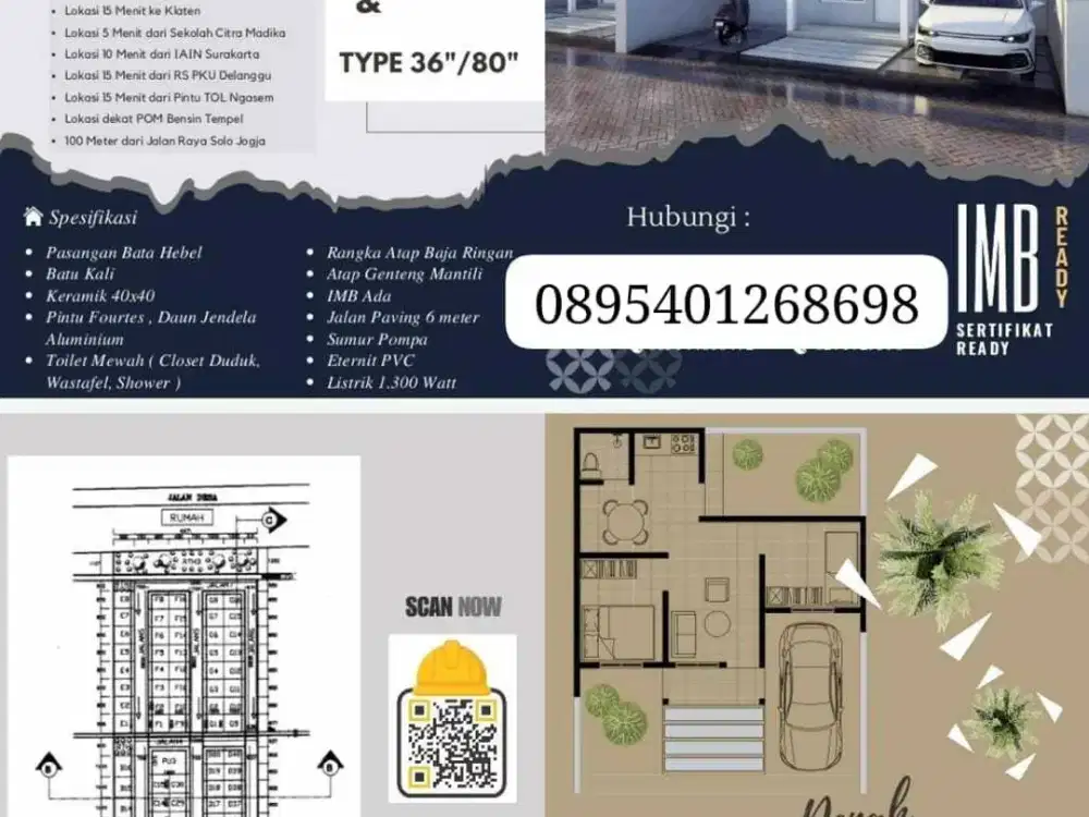 dijual rumah pesan bangun luas 46/80 hrg 33Ojt all in