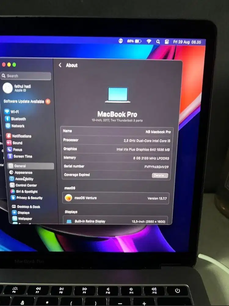 dijual macbook pro 2017 8/256gb