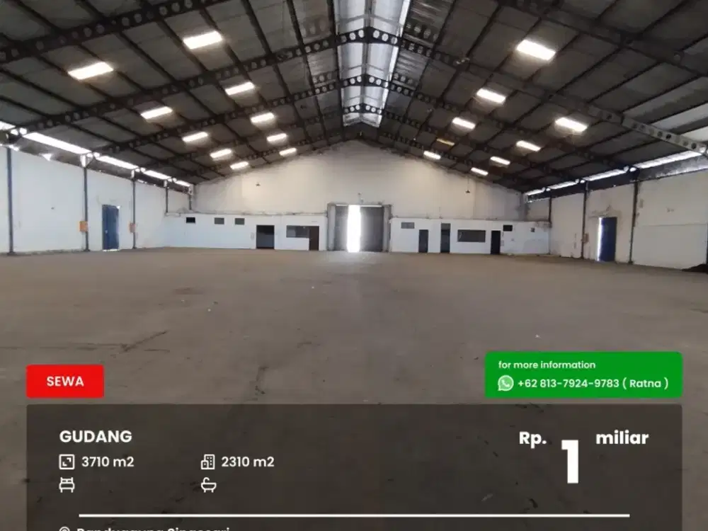 Gudang luas poros jalan Randuagung Singosari akses kontainer