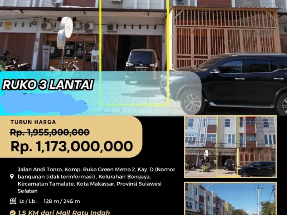 jual murah ruko 3 lantai melalui lelang negara