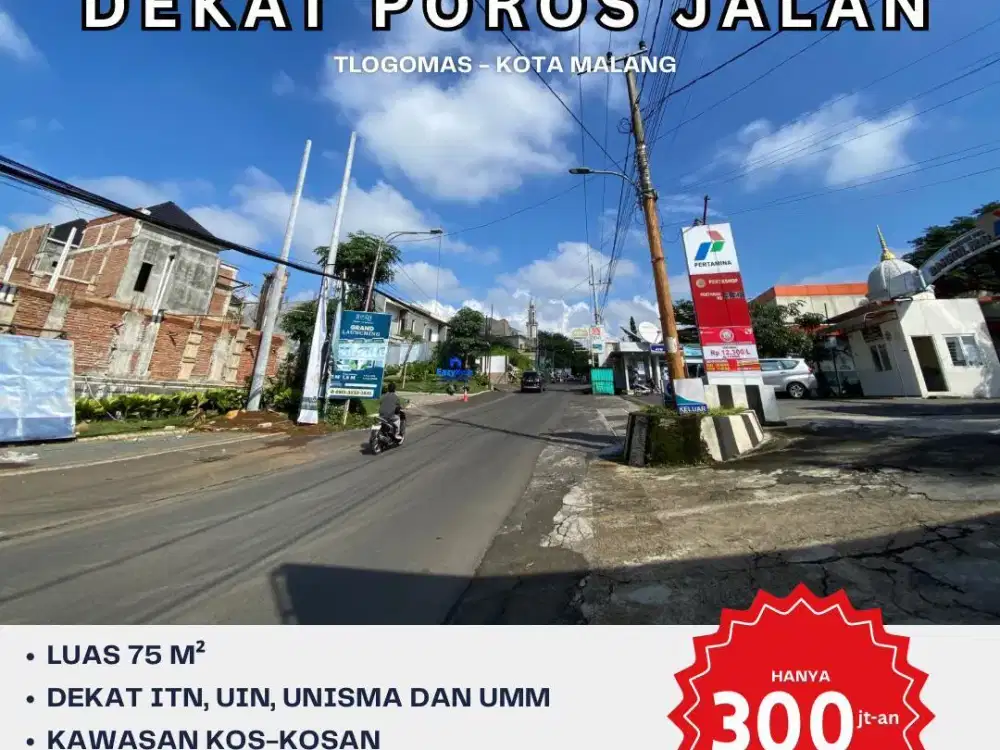 Tanah 20 Meter Dari Poros Jalan Kawasan Kos-Kosan Kota Malang