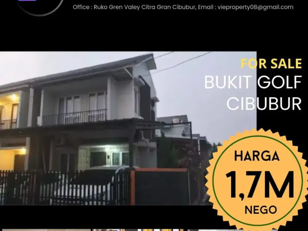 BUKITGOLF CIBUBUR RUMAH DIJUAL CEPAT POSISI HOEK BUKIT GOLF