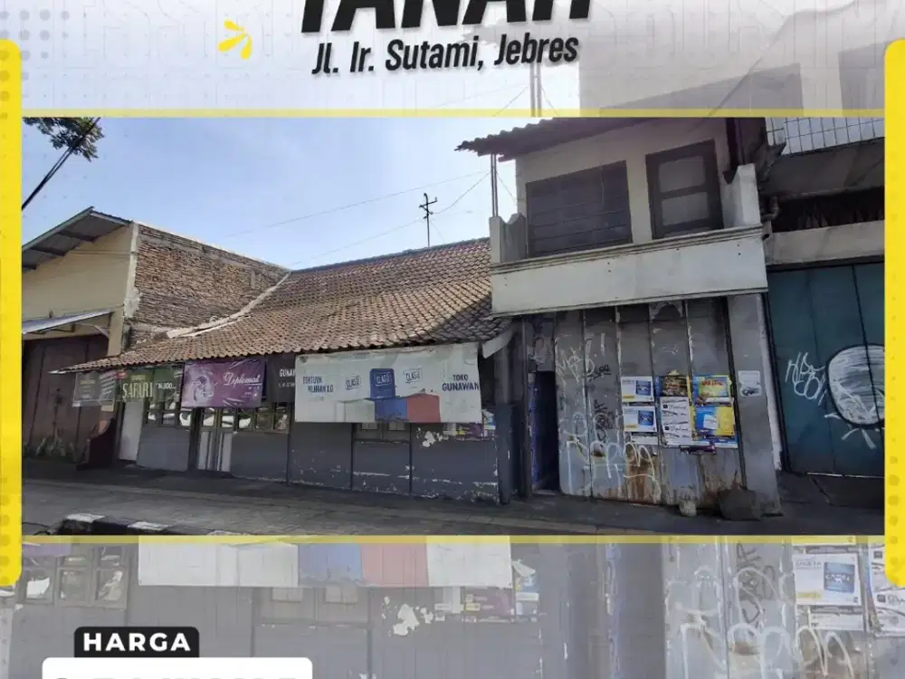 Tanah Sangat Strategis di Jalan Ir Sutami dkt Kampus UNS Solo