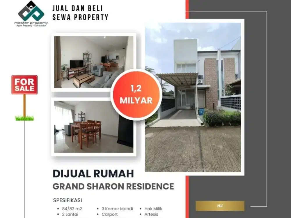 Jual rumah 2 lantai di Komplek Grand Sharon Residence Kota Bandung