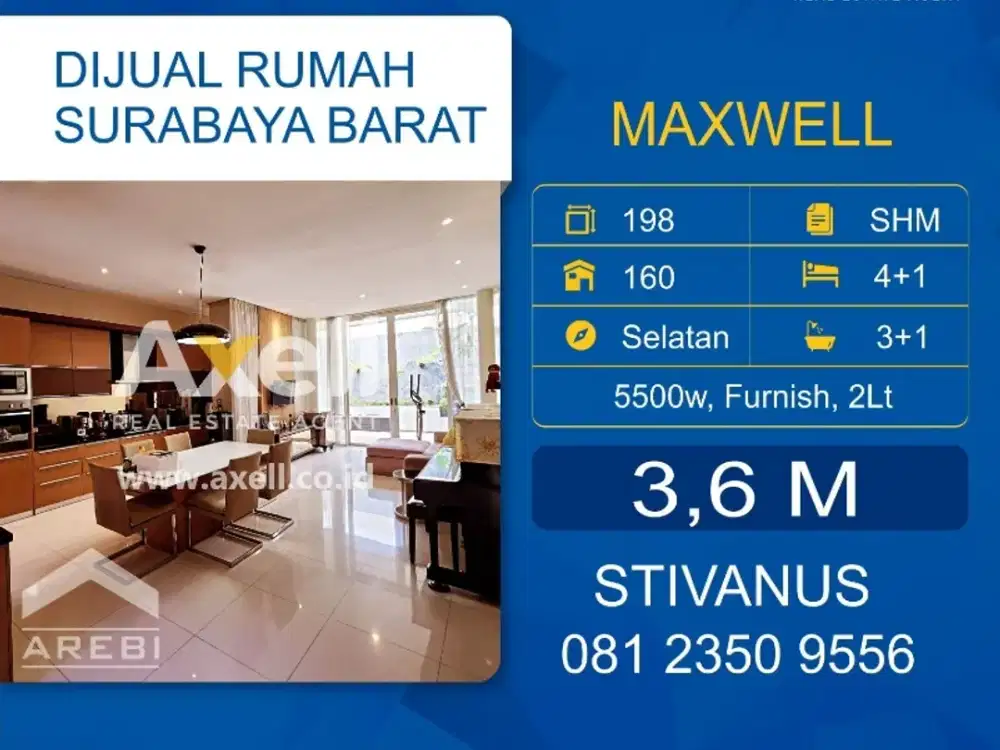 Rumah Minimalis Maxwell Citraland Dijual
