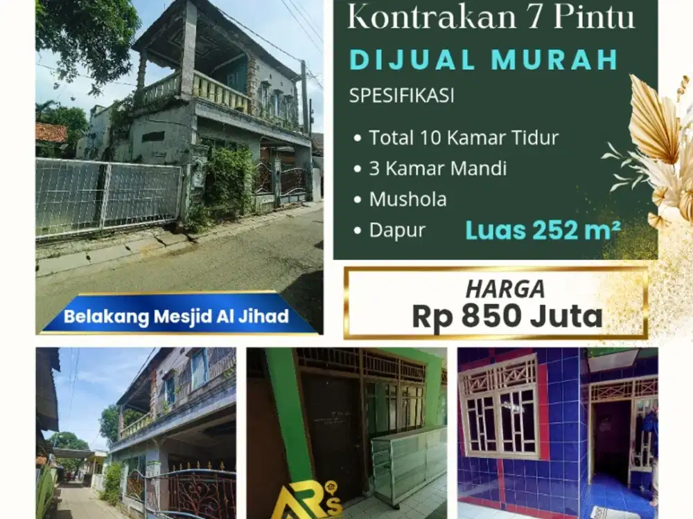 Dijual Rumah 2 Lantai + 7 Pintu Kontrakan Dekat Mesjid Al jihad