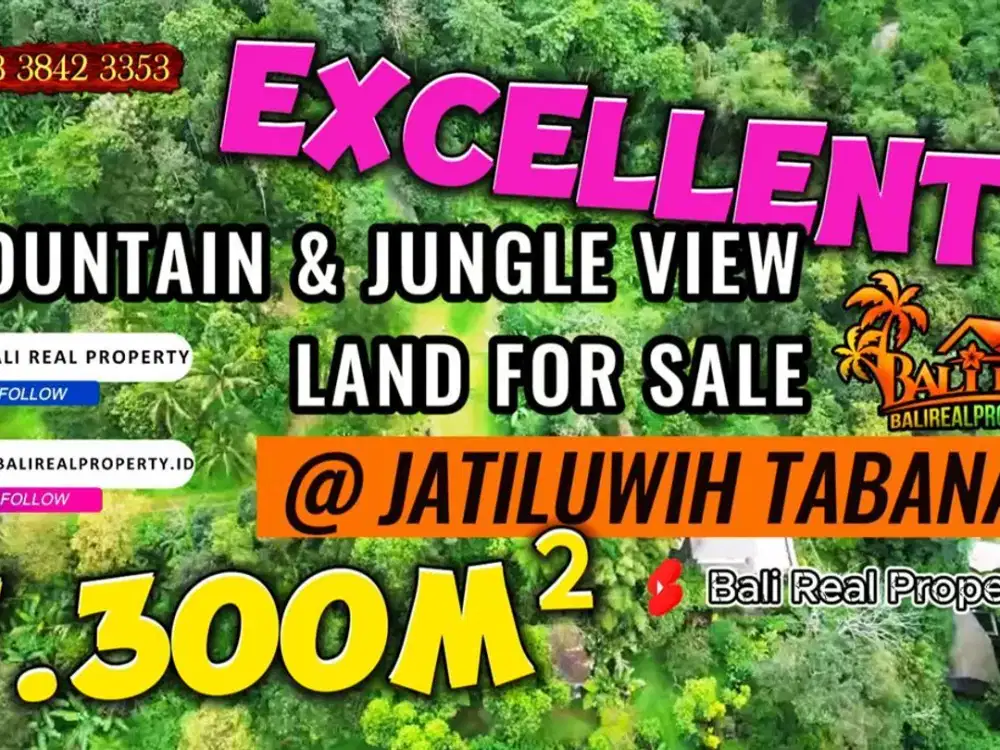 Pinggir Jalan Aspal 7,300 m2 Dekat Wisata Jatiluwih