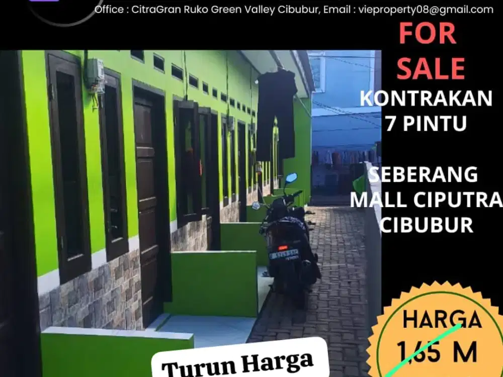 KONTRAKAN 7 PINTU DI CIBUBUR BANGUNAN BARU AKSES MOBIL