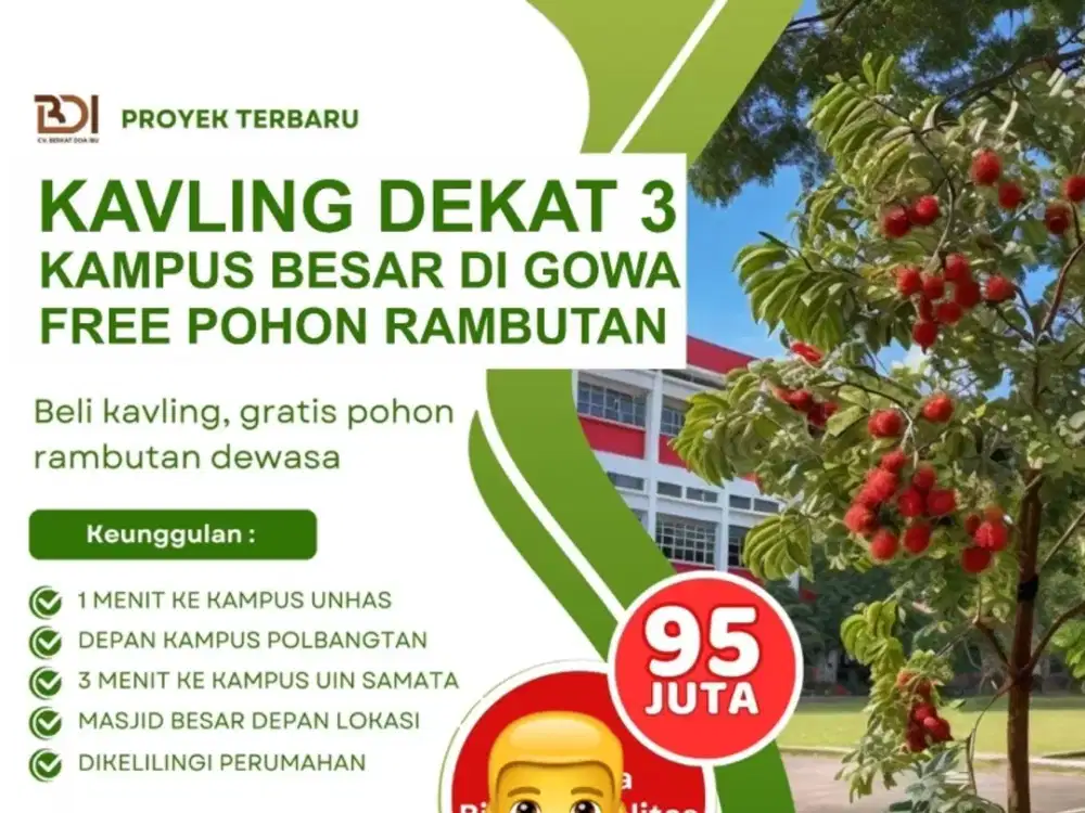 promo tanah dekat kampus, free pohon rambutan berbuah
