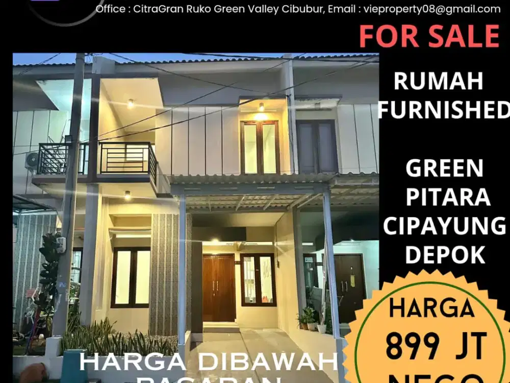 JUAL CEPAT RUMAH GREEN PITARA CIPAYUNG DEPOK FURNISHED