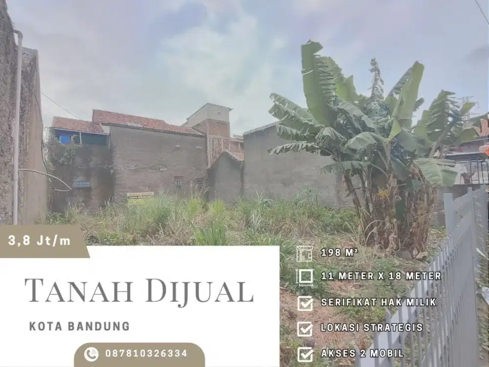 Tanah Dijual Kota Bandung 198m² Legalitas SHM