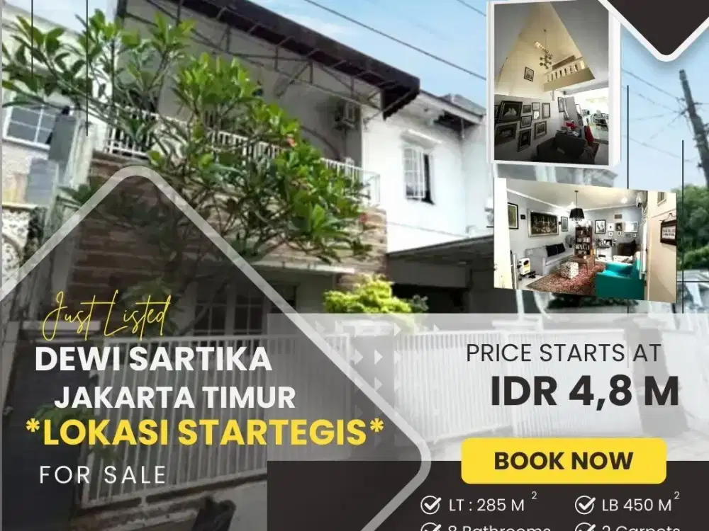 DEWI SARTIKA JAKARTA TIMUR RUMAH LUAS 2 LT LOKASI SUPER STRATEGIS S588
