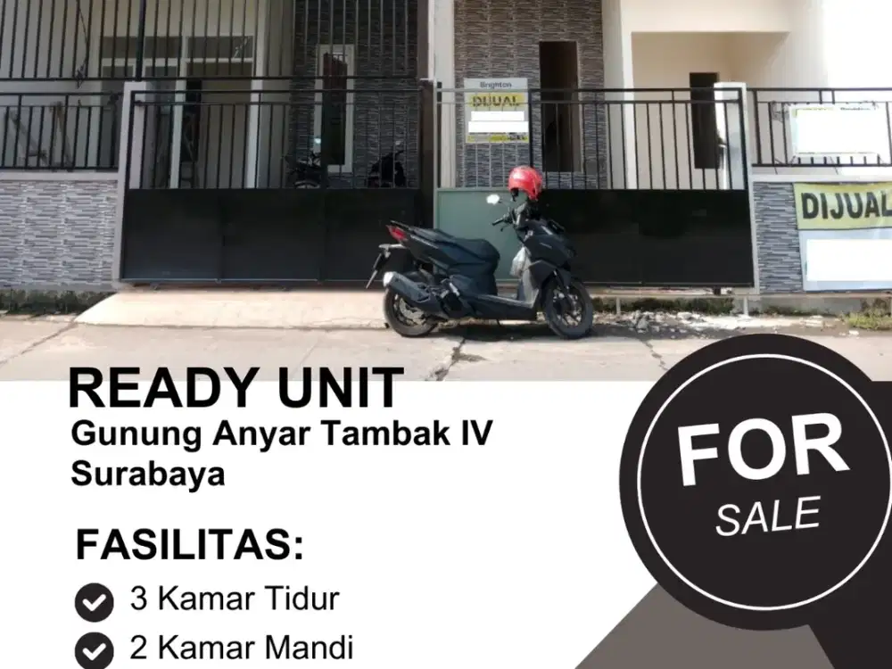 Rumah Hook 2 Lantai, 3KT, 2KM Di Gununganyar Tambak IV, Dekat OERR