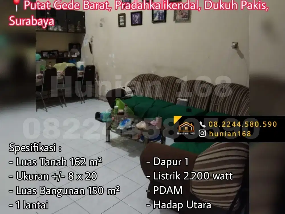 RUMAH Putat Gede Barat Pradah kalikendal Dukuh Pakis Surabaya Barat