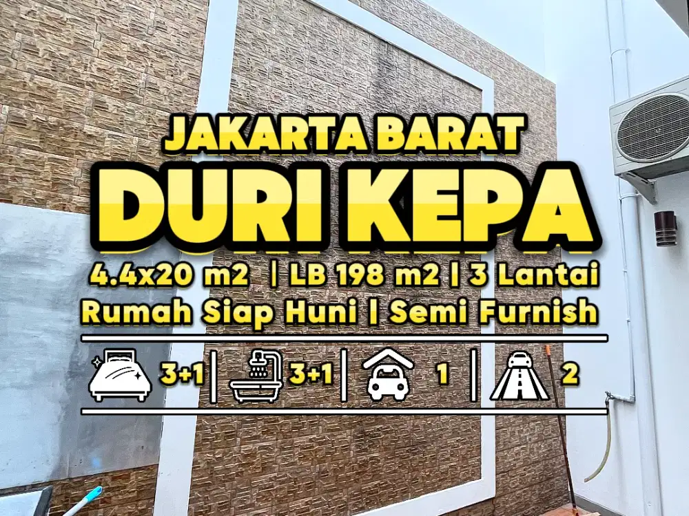 RUMAH CANTIK 3 LANTAI SIAP HUNI DI DURI KEPA