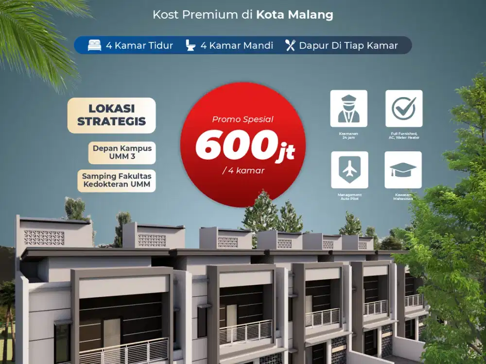 KAMAR KOS PREMIUM DEPAN KAMPUS MUHAMAADYAH KOTA MALANG