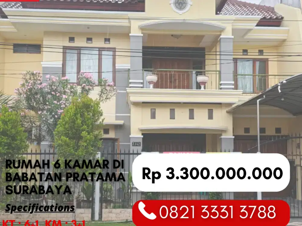 Dijual Cepat Rumah 6 Kamar di Pratama Wiyung Surabaya