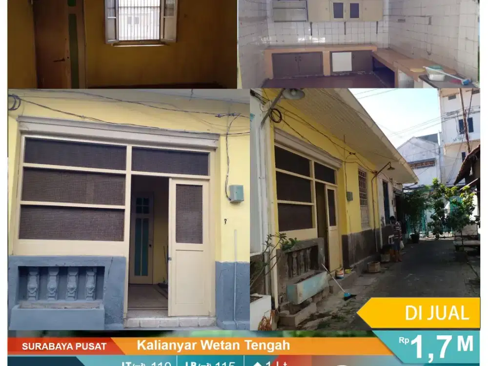 Rumah Kalianyar Wetan gang Tengah dimensi 7x15meter ada 3KT & 2KM