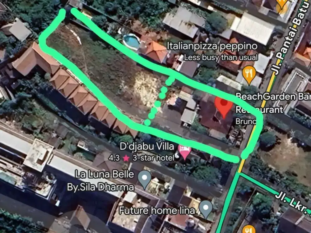 Tanah di Canggu Pantai Batu Bolong Pinggir Jalan Utama