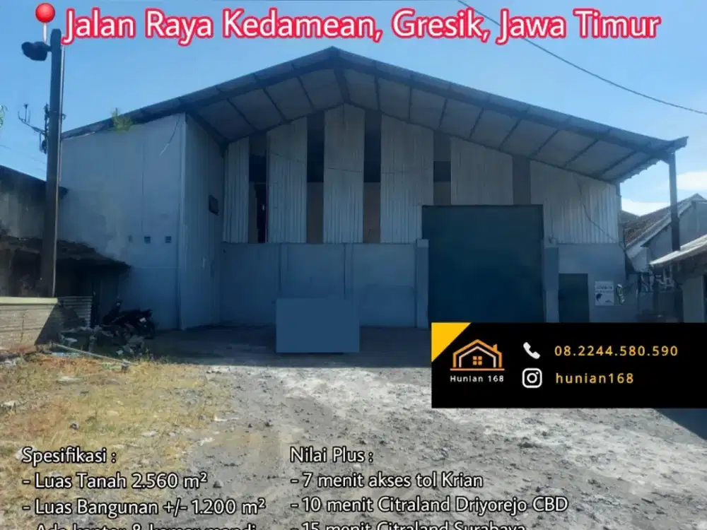 Tanah Gudang Jalan Raya Kedamean Kedamean Karangandong Gresik Legundi