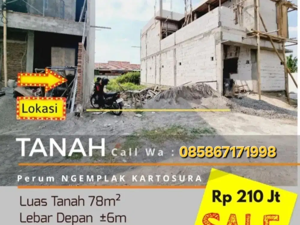 Tanah Kavling Murah Ngemplak Kartasura Dekat Superindo