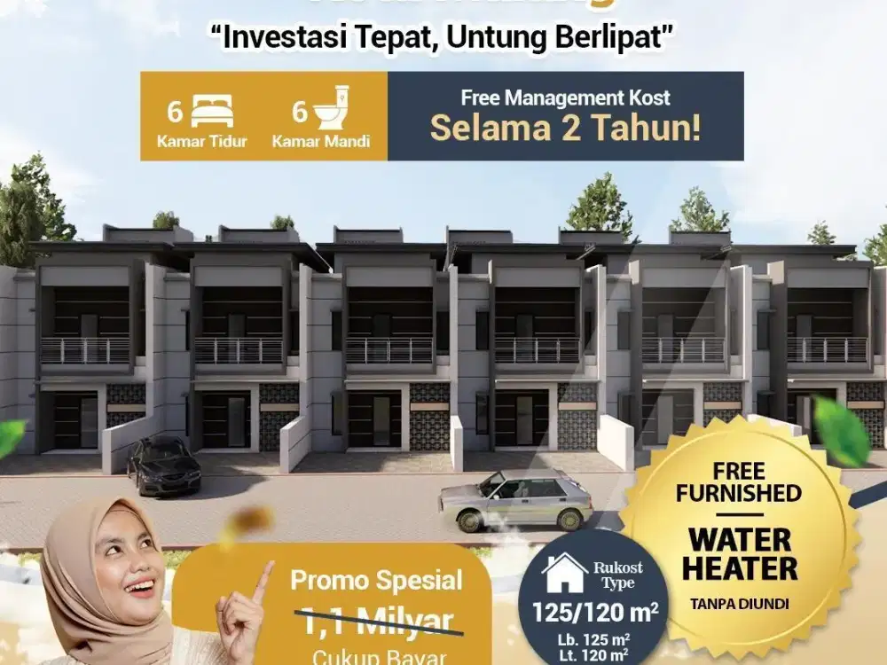 RUMAH KOS PREMIUM 6 KAMAR KOTA MALANG DEPAN KAMPUS UMM