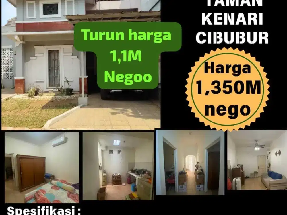 TURUN HARGA RUMAH SIAP HUNI TAMAN KENARI CIBUBUR