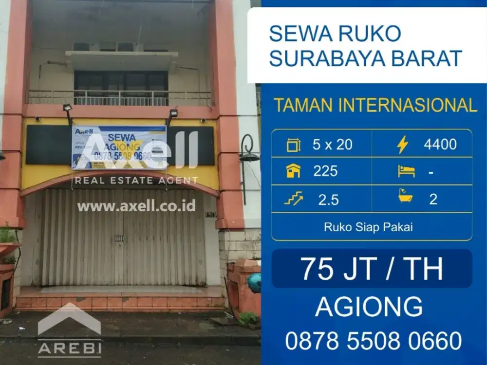 Ruko Taman Internasional Citraland Disewakan