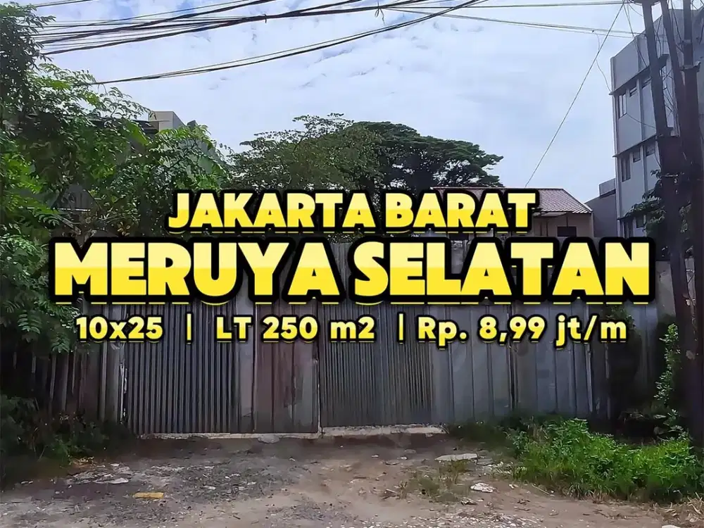 TANAH MURAH 250m2, DALAM KOMPLEK, Row JL 2 MBL, di Meruya, JAKBAR