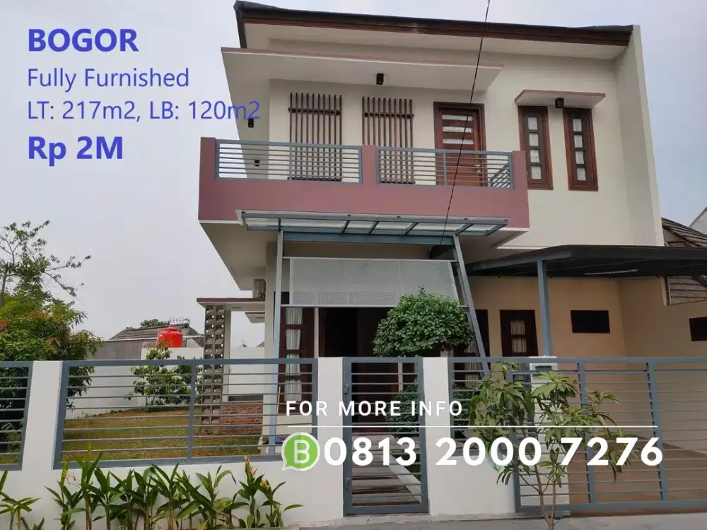 HOT SALE! Rumah 2 LT Fully Furnished di Cluster Nyaman Bogor -15158
