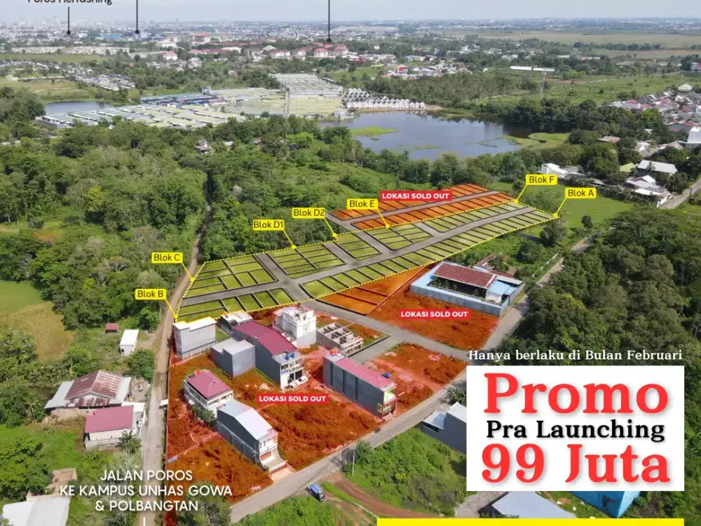 PROMO KAVLING PINGGIR JALAN, DEKAT 3 KAMPUS DI GOWA . UNIT TERBATAS