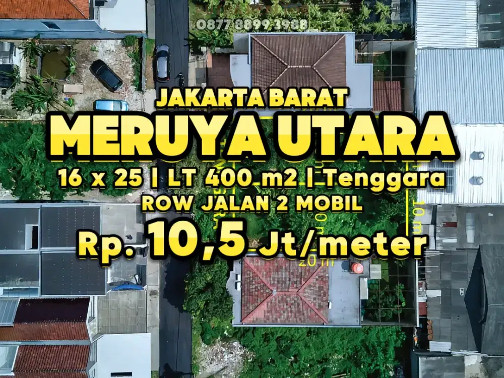 Tanah Kavling 16 x 25, Row Jalan 2 Mobil, di Meruya Utara, Jakarta Bar