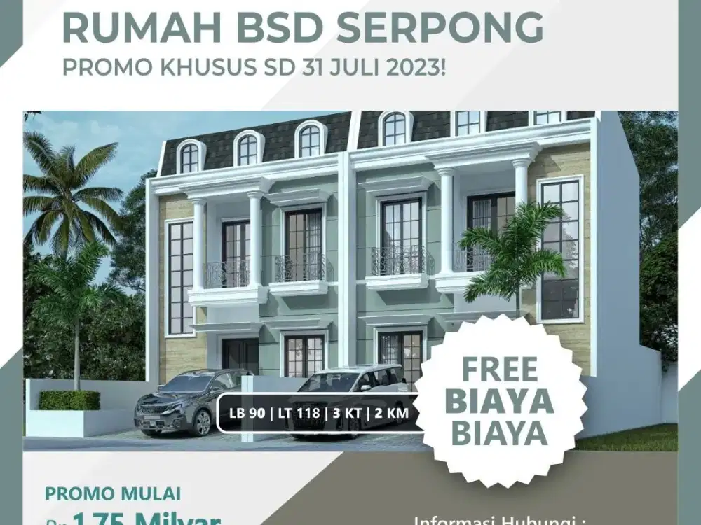 Rumah Mewah Serpong Harga Masih 1,2M Bisa KPR Tanpa Bank Serpong