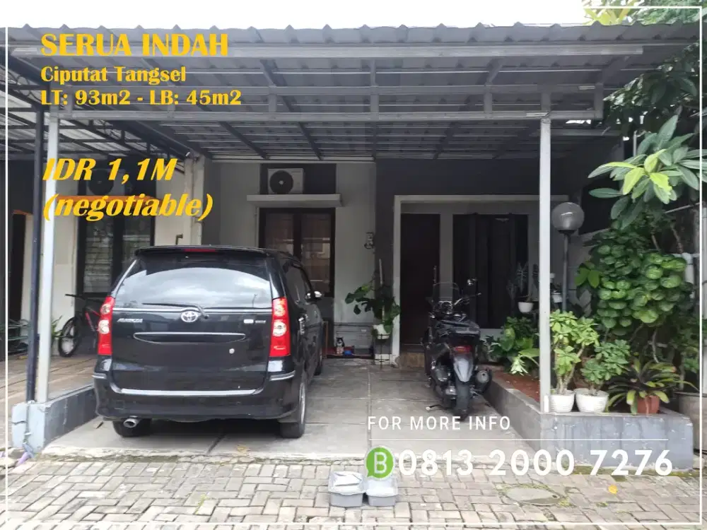 Rumah di Serua Indah Ciputat Tangsel 1 Lantai Siap Huni -14756