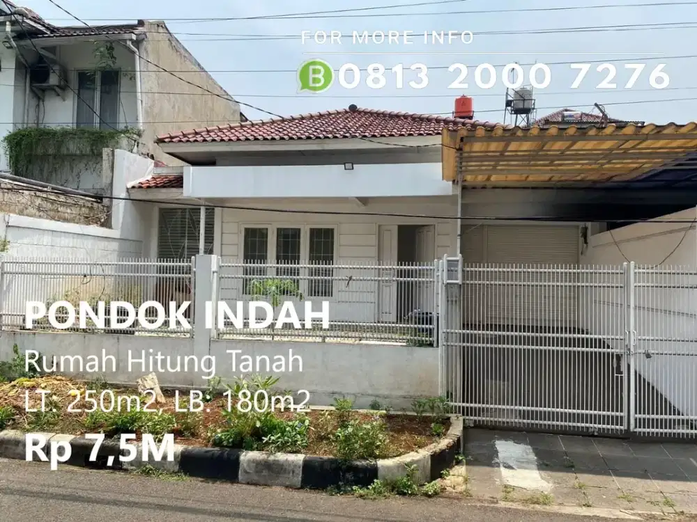 Jual Cepat Rumah 1 LT Hitung Tanah di Pondok Indah Jaksel -15221