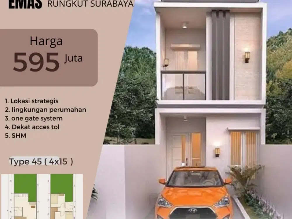 jual rumah inden 4 bulan lokasi perum gunung anyar mas surabaya