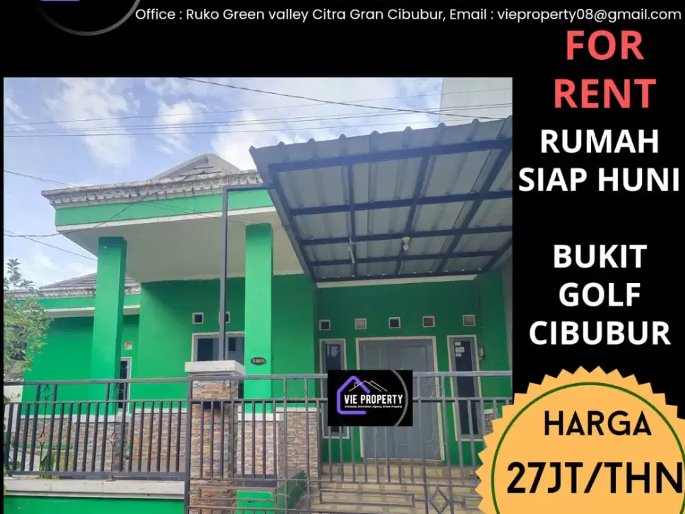 MURAH DISEWAKAN RUMAH DI BUKITGOLF CIBUBUR LUAS BUKIT GOLF