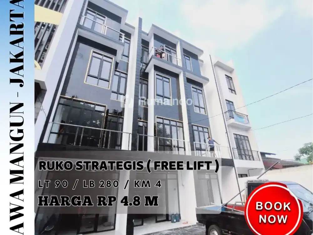 Dijual Ruko Rooftop Ada Lift Dekat LRT Rawamangun Jakarta Timur