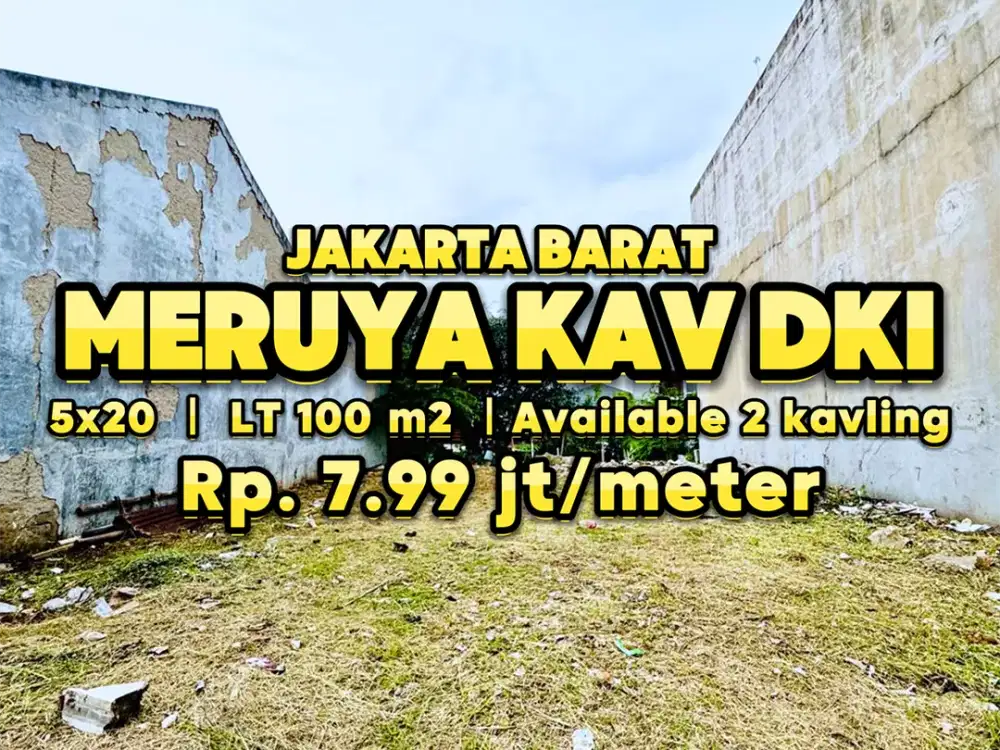 HARGA MURAH Tanah Kavling 100 m2, Row Jalan 2 Mobil, di Meruya, JAKBAR